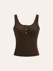 Ribbed Button-Front Tank Top