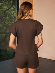 Cotton & Linen Asymmetric Button-Front Top