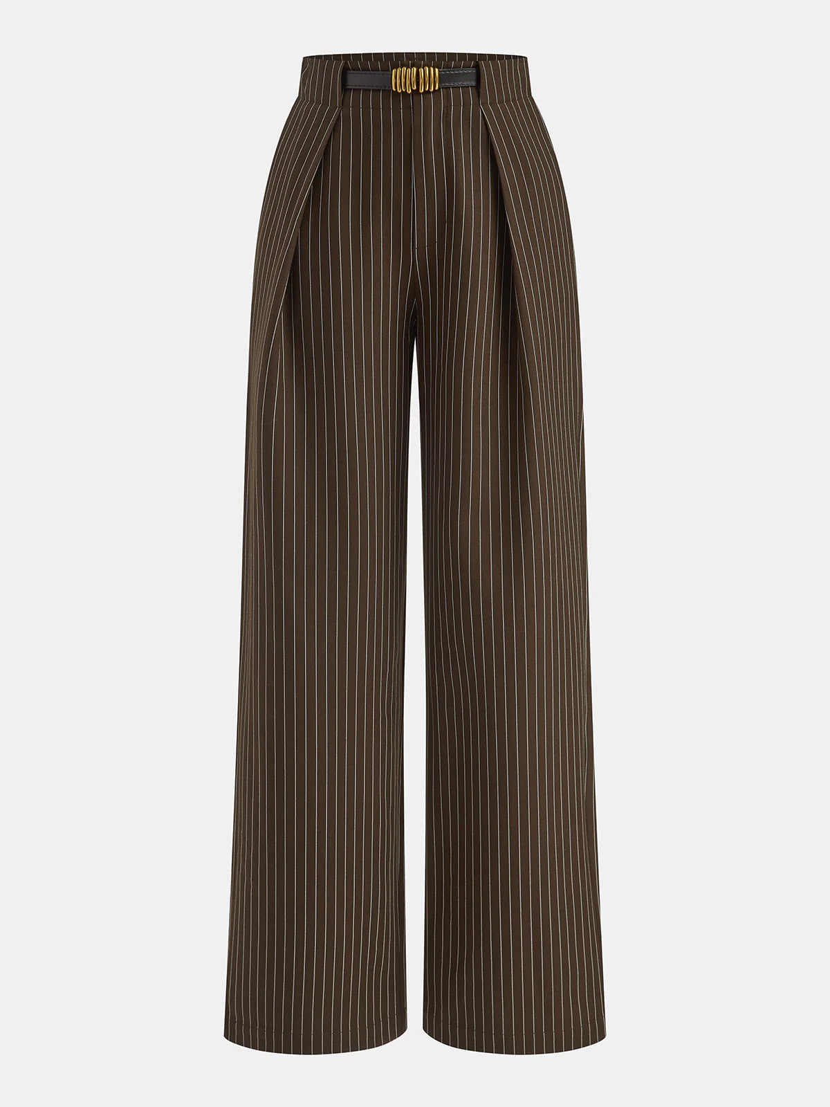 Belted Striped Smart Pants