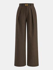 Belted Striped Smart Pants