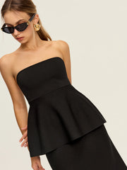Knit Strapless Peplum Top