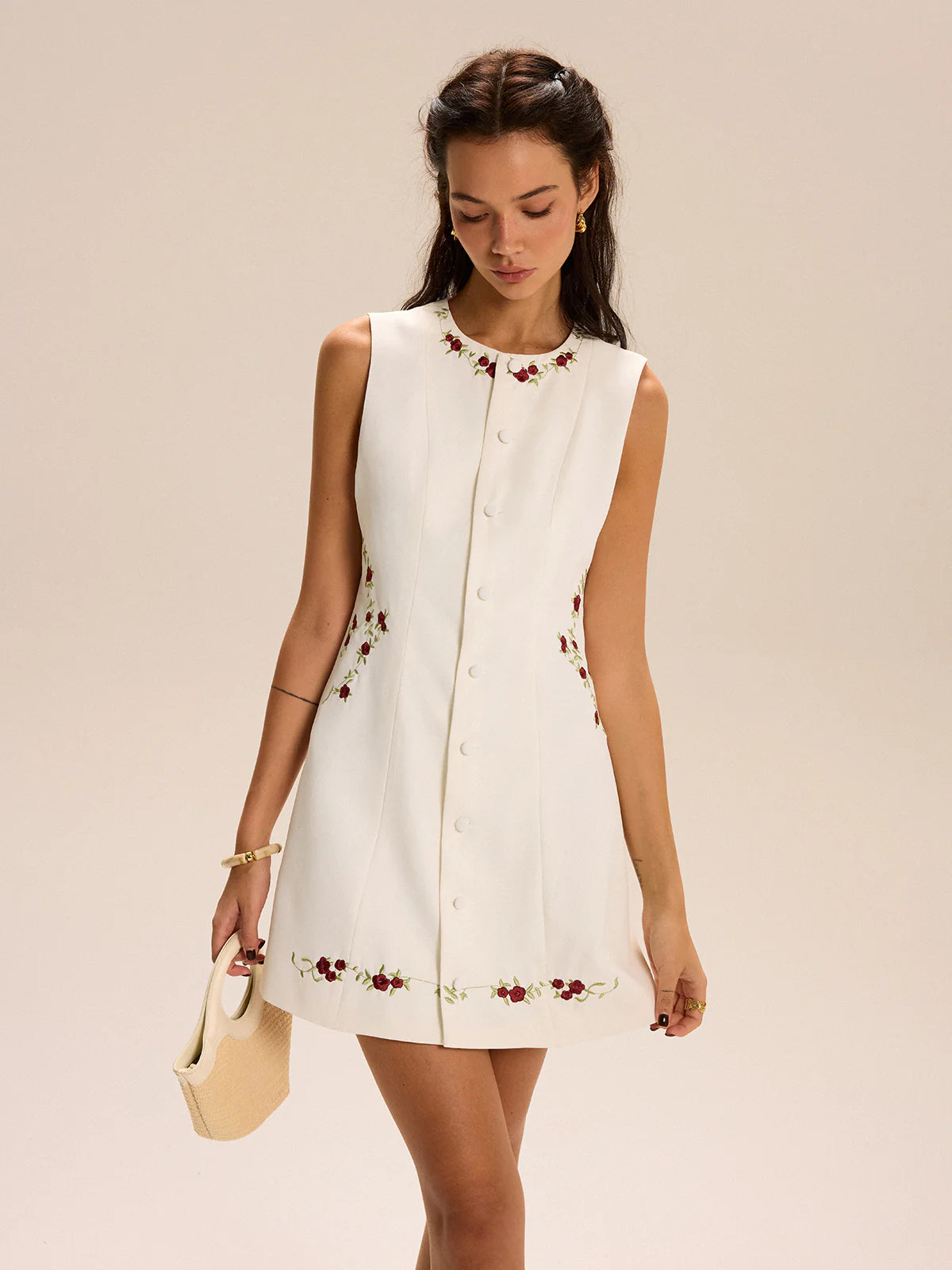 Embroidered Floral Mini Dress