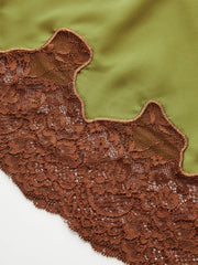 Lace Panel Satin Mini Skirt