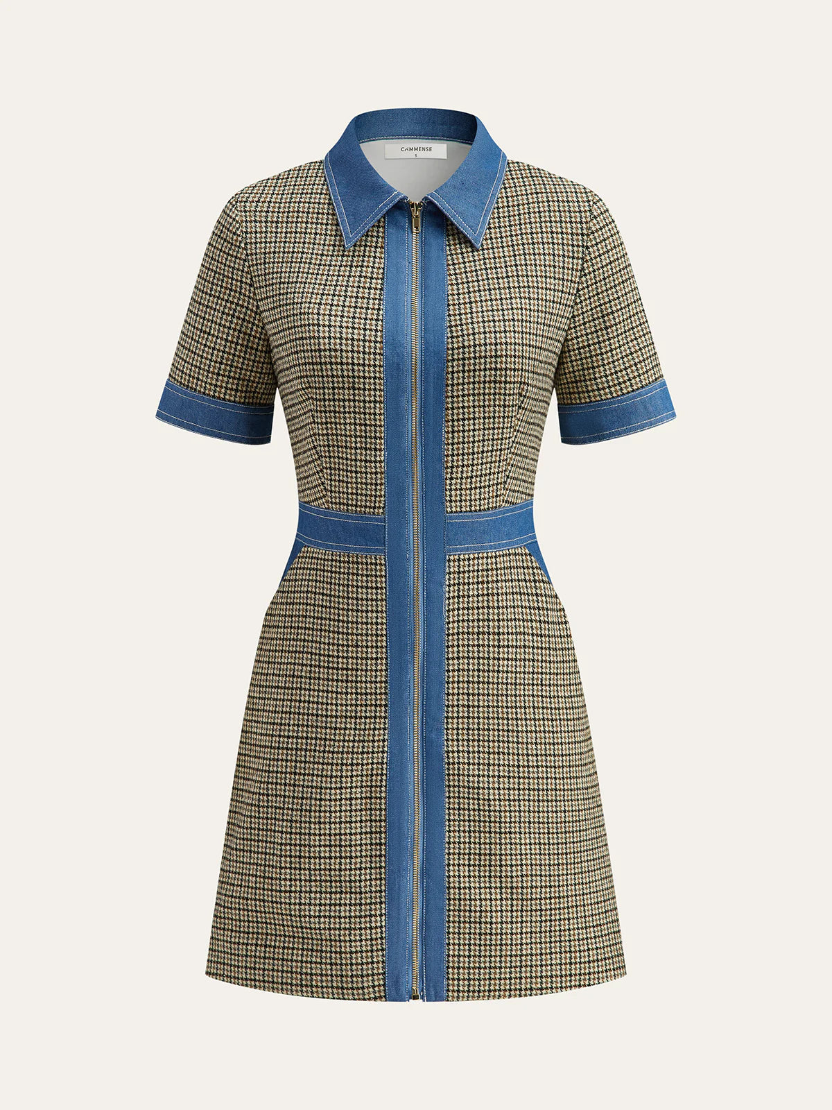 Plaid Contrast Trim Mini Dress