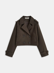Double-Button Cropped Trench Coat