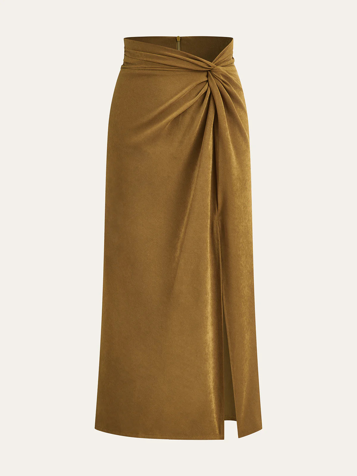 Twist Front Slit Midi Skirt