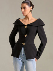 Large Lapel Off-Shoulder Blazer