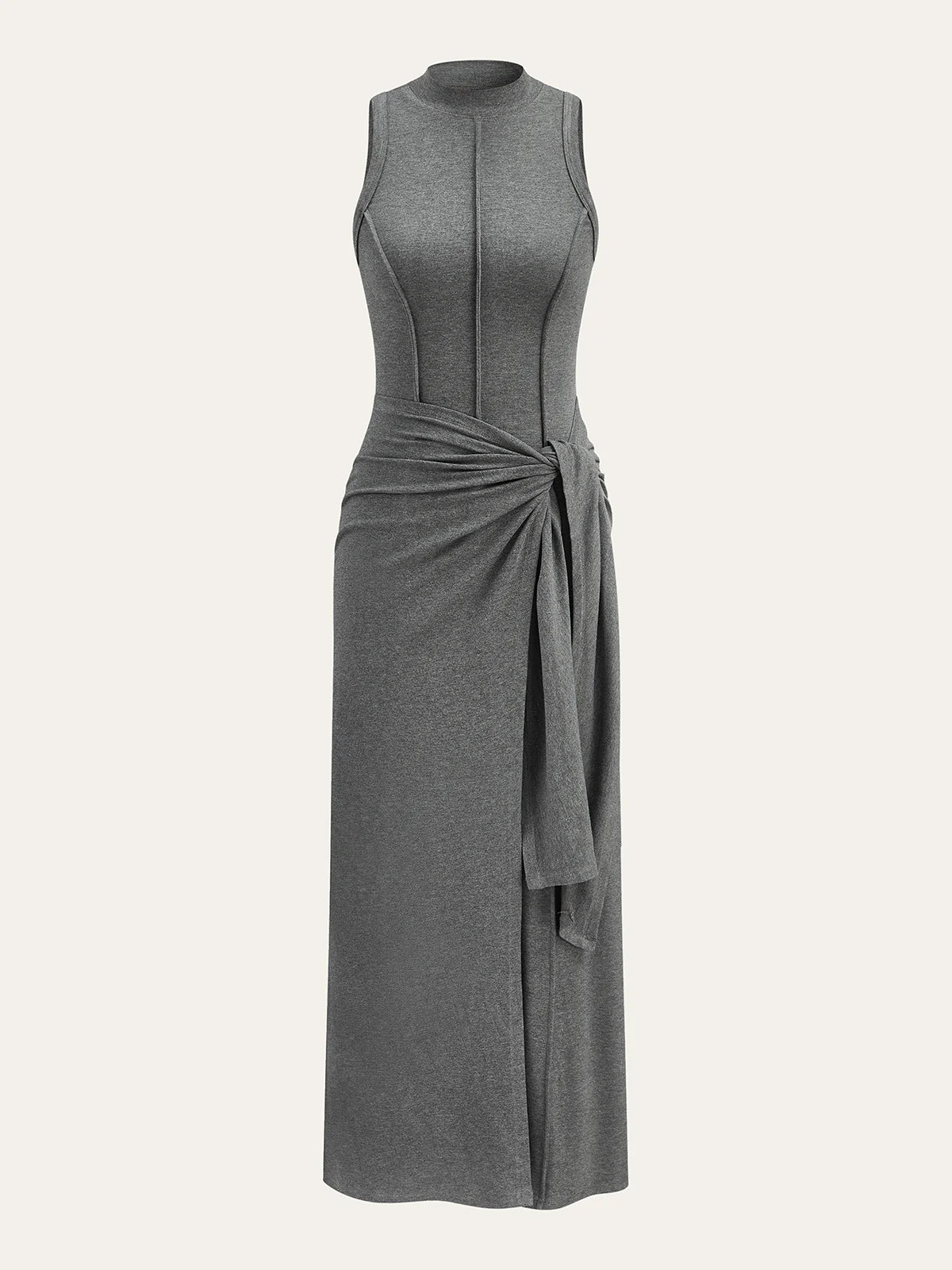 Sleeveless Mock Neck Midi Dress
