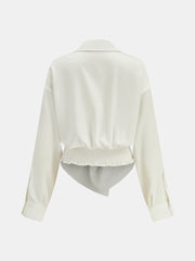 Collared Twisted Front Long Sleeve Shirt