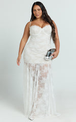 Adana Maxi Dress - Lace Fit And Flare Dress in White