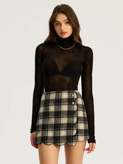 Checkered Scallop Trim Skirt