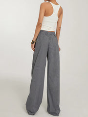 Casual Striped Wide Leg Pants