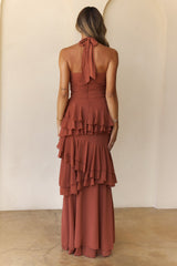 Zephyr Halter Maxi Dress Rust