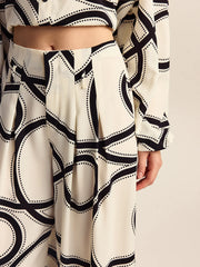 Semi-Sheer Patterned Wide-Leg Pants