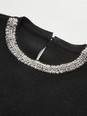 Sleeveless Flared Dress with Sequin Embellishments