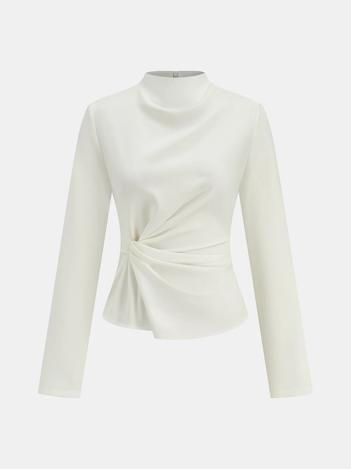Long-Sleeve Twist Mock Neck Top
