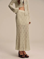 Tencel Flared Sleeve Knit Skirt Set