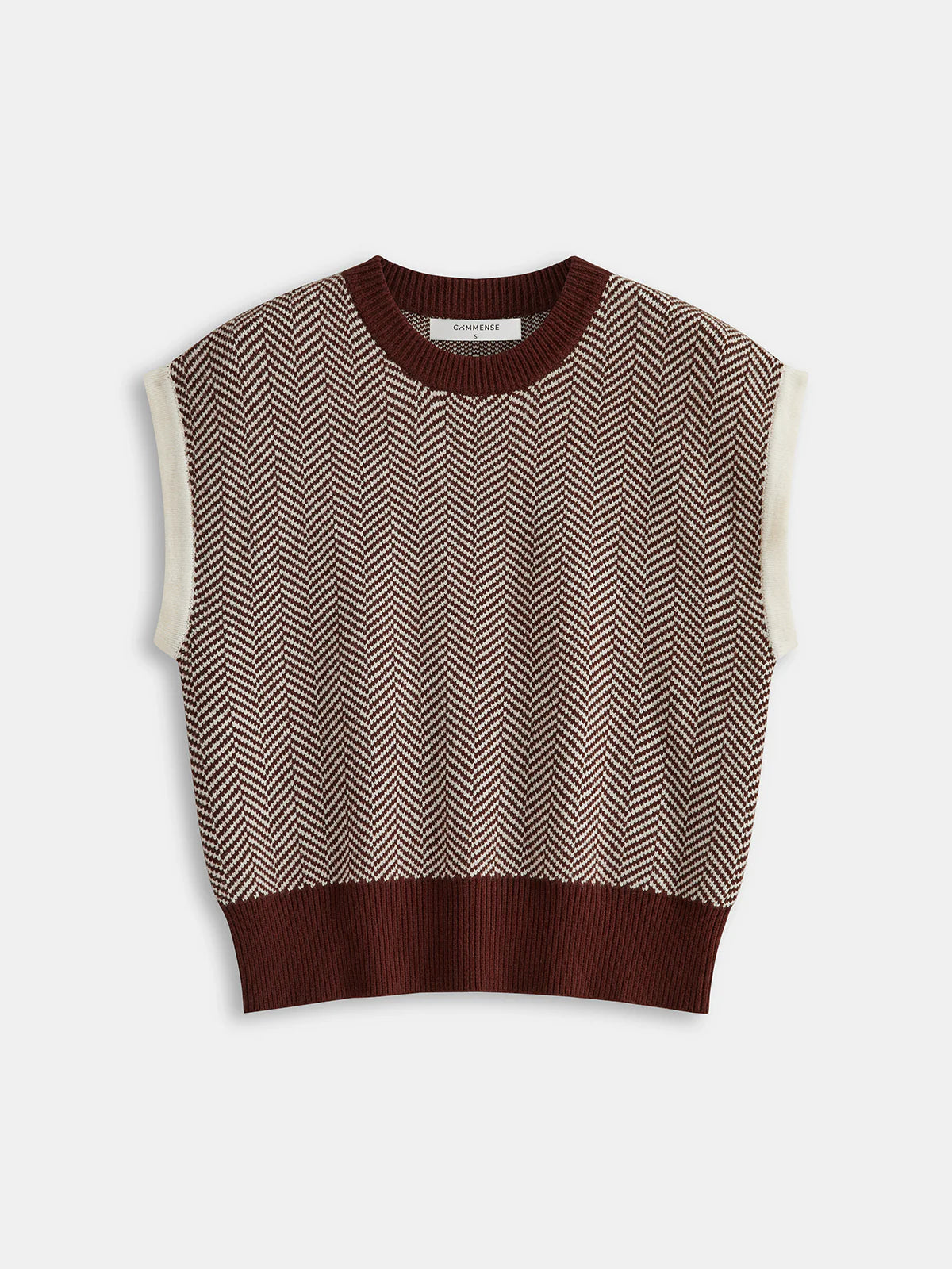 Herringbone Pattern Sleeveless Knit Vest