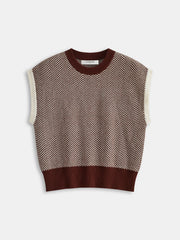 Herringbone Pattern Sleeveless Knit Vest