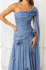 Silver Breeze One Shoulder Maxi Dress Slate