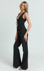 Nola Pants - Mid Waisted Pleated Flare Pants in Black