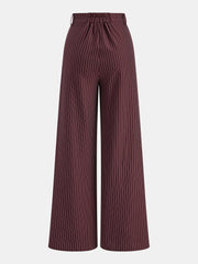 Asymmetric Waistband Pinstripe Wide-Leg Pants