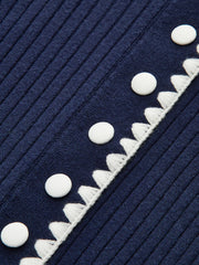 Contrast Trim Ribbed Knit Polo Top