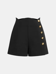 Metal Detail High-Waist Shorts