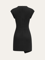 Mock Neck Mini Dress with Metal Buckle Detail