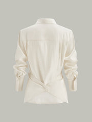 Linen Blend Cross-Over Wrap Shirt