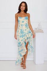 Unique Flower Midi Dress Yellow