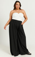Tamara Pants - High Elasticated Waist Wide Leg Pants in Black