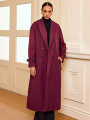 Pleated Hem Belted Trench Coat