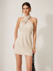 Cotton & Linen Crisscross Neckline Dress