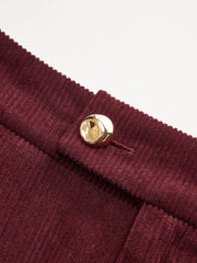 Pleated Cotton Corduroy Wide Leg Pants