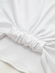 Ribbed V-Neck Knotted Crop Top