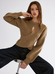 Cut-out Asymmetrical-Hem Sweater