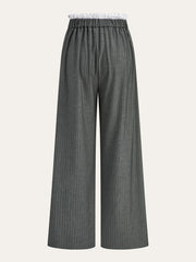 Contrast Ruffle Waistband Pinstripe Pants