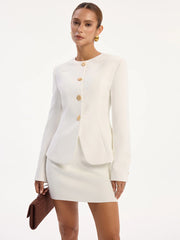 Metal Button Long Sleeve Blazer