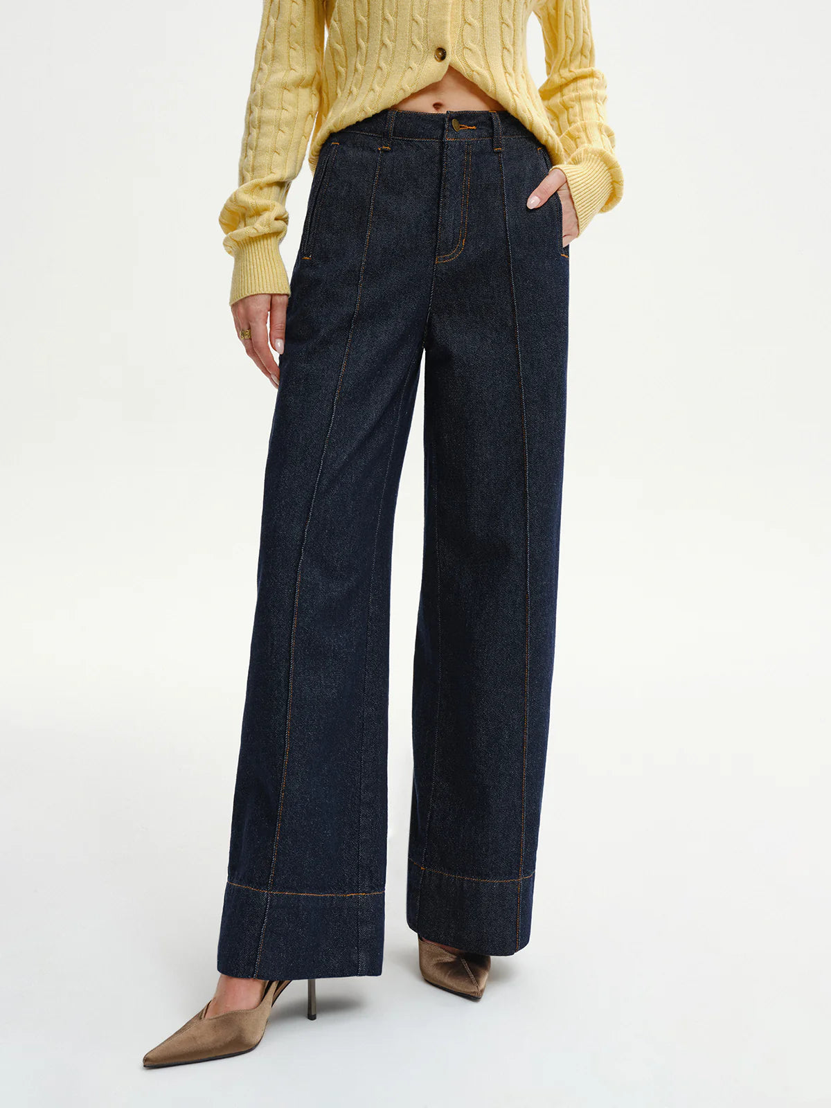 High-Waist Wide-Leg Denim Jeans