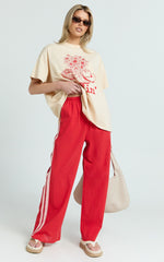 Alena Top - Oversized Darlin Print Tee in Beige