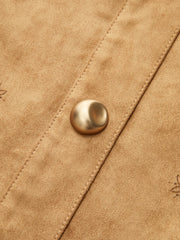 Print Suede Effect Button Mini Skirt