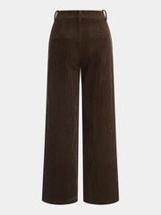 Mid-Waist Corduroy Straight-Leg Pants