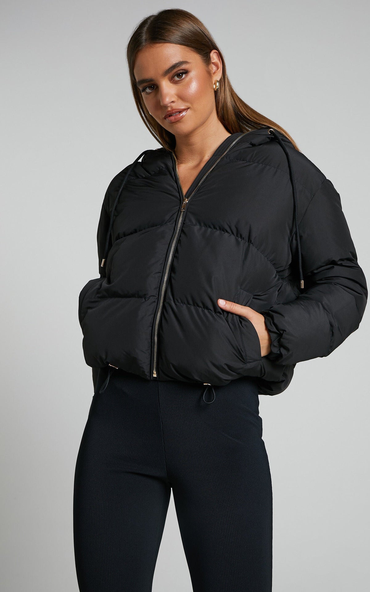 Helgi Jacket - Hooded Puffer Jacket in Black