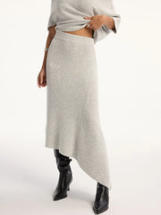 Asymmetric Wool-Blend Midi Skirt