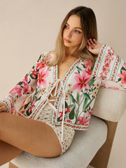 Floral Print Tie-Front Shirt