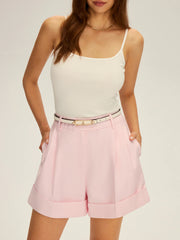 High-Waisted Cuffed Shorts