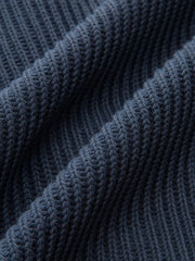 Ribbed Crew Neck Metal Button Blouse