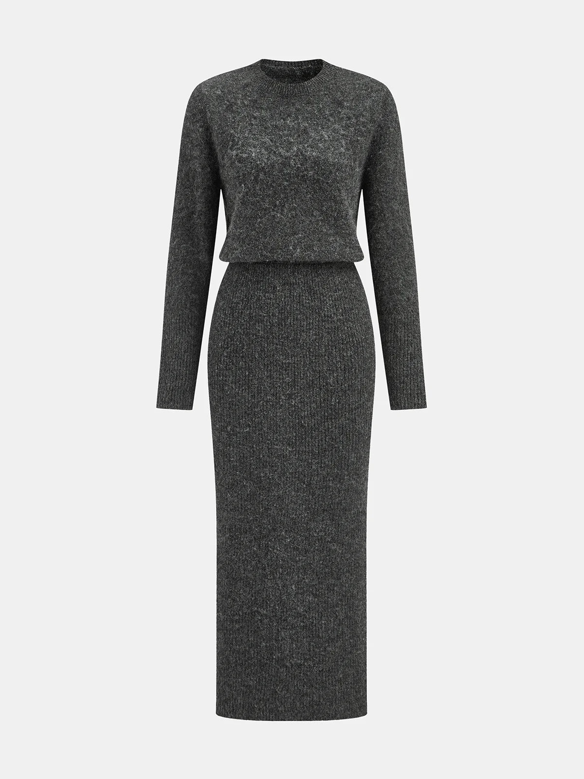 Wool-Blend Fuzzy Midi Dress