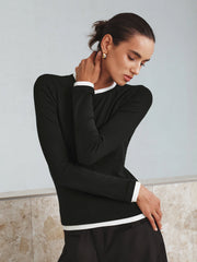 Contrast Trim Long Sleeve T-Shirt
